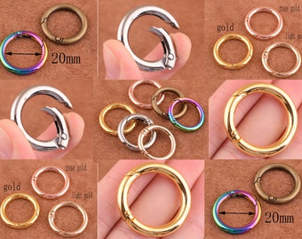 6 PCS Spring gate ring 20 mm  spring ring push gate snap hook purse O ring oval Ring Metal Carabiner Gate Rings for bag/purse 3/4 INCHES