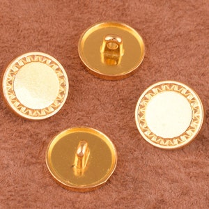 Gold Shank Metal Button 15mm clothes buttons flat sun Shaped Button gold round metal zinc alloy button for clothing/jacket/dress-20pcs