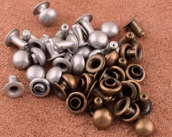 100sets 6*6mm Mini Matte Silver/bronze Rivets Metal Button Double Capped Rivets Double Head Purse Notions Rivet Studs for Bag/ Belt