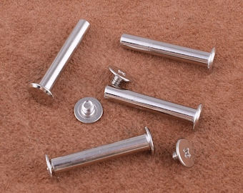 Solid Screw Snaps Rivet Metal Screw Rivets,31*9mm flat head screw rivets silver button screwback stud for bag/purse Hardware Accessory