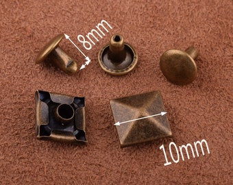 50Sets Metall Niete für Leder Handwerk, 8 * 10mm Bronze Nieten Conchos, mittlere Kompression Nieten DIY Schmuck/Schuhe/Kleidung machen Versorgung