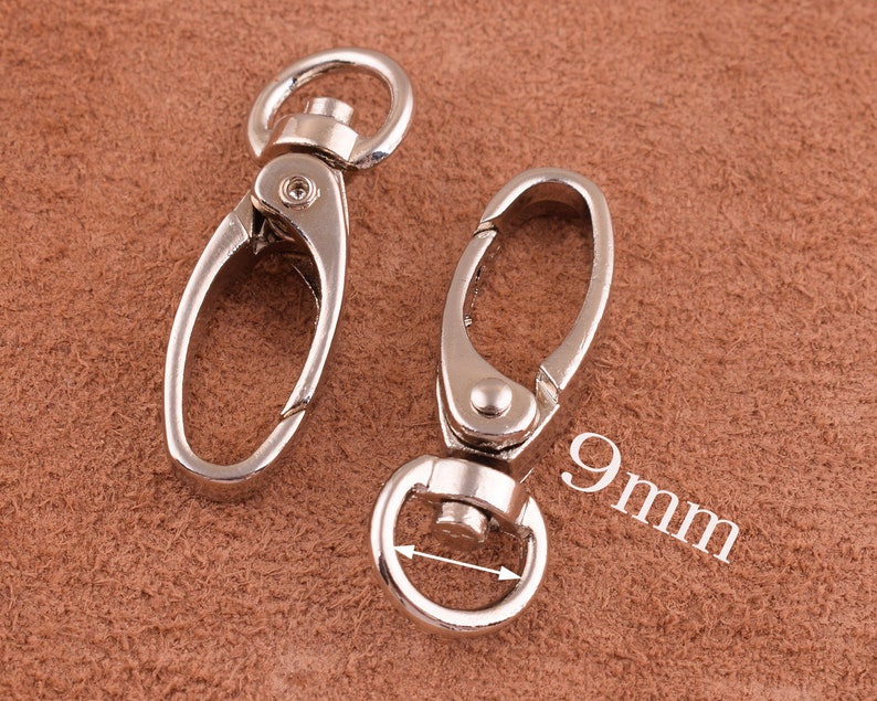 9mm Swivel hook 10pcs silver Swivel Snap Hook Metal Lobster Clasp Lanyard Hook Bag Hardware Chain Connector