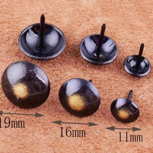 11MM 16MM 19MM 30 PCS Black Upholstery Tacks Upholstery Nails for Furniture Upholstery Nail Heads, Leather Tacks