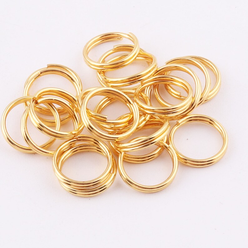 100 PCS small Gold Key Rings,split ring key chain Key ring Hook Loop double loop ring for Key Chainskey fobdiy making