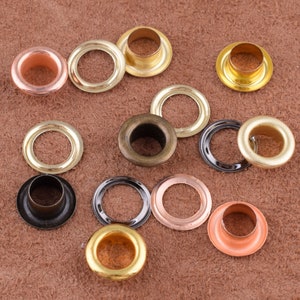 Eyelet with Washer 6 mm Gold Eyelets Round Eyelets Grommet Metal Eyelet studs for DIY Leather crafts Clothing Scrapbooking Craft Projects