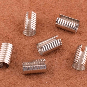 silver ribbon clamps end clips 14mm metal clips connectors fitting round metal end crimp for Leather/webbing Clamp End Crimps 20pcs