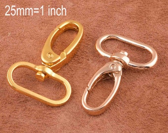 25mm Gold Swivel Clasp Lobster Clasp Claw Swivel for Strap Push Gate Lobster Clasps Hooks Swivel Snap Fashion Clips-6 PCS