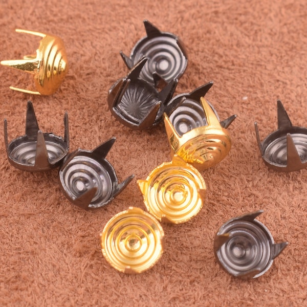 200pcs Metal spiral Studs 7mm black/gold spiral Decorative Upholstery Tacks Nails Flat spiral Studs Purse Accessories