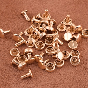 light gold medium Rivets 7*9mm Metal Button Double Cap Rivets 30sets Double Head Purse Notions Rivet Studs for Bag/ Belt