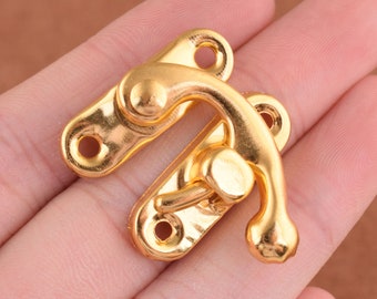 metal Small box hasp gold hook locks,trinket box latches swing locks,32*26mm wallet closures Metal Hasp Lock for box making/DIY accessories