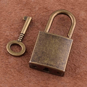Pendant Charms Lock and Key,bronze 4pcs vintage padlocks with key,36*21mm metal bag locks metal rectangular lock for Jewelry box/diy making