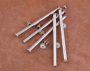 silver Screw Rivet Chicago Screw Leather Belt Fastener Rivet,81*9mm Metal Button Screw back Stud,Dome rivets purse feet for Leather/Bag/Belt
