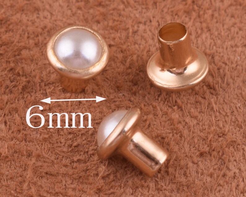 Light Gold Metal Rivets Studs 30pcs 7mm Capped Rivets Pearl Etsy
