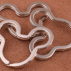 Mickey Mouse shaped key ring,8pcs *38mm silver Cute Key Fob Ring Metal Split Ring for Key Chain Wholesale Key Ring Findings