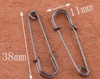 40 Pcs Gunmetal Safety Pins Kilt Pins Coiless Brooch Pin Back Great for Bead Craft and Jewellery-38mm*11mm