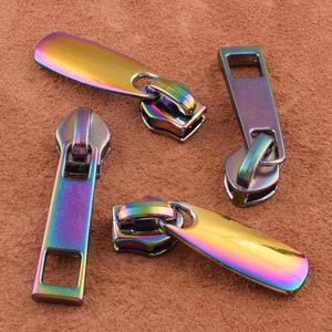 6 Pcs Rainbow Zipper Head with puller Zipper Head Loose Pulls Zipper Slider For Leather sewing jewelry