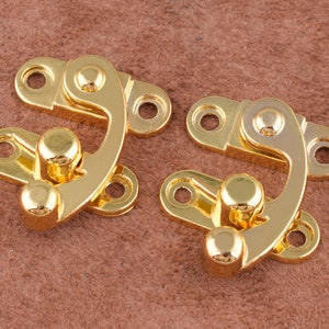 gold Jewelry Box Hasp Latch Lock Solid Metal Hasp Lock Catch Wood Box Hasp Clasp Lock with Screws For Leather Suitcase Buckle Clasp