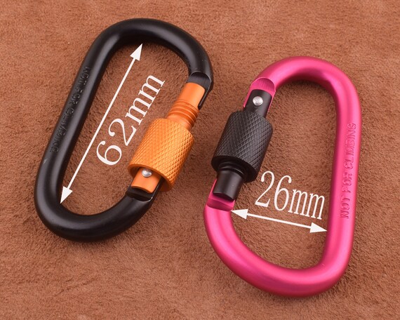 62*26 Mm Black/pink Carabiner Spring Clip With Personalization, 2