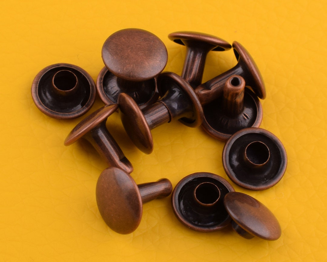 Red Cap Rivets 100sets 9.5*9mm Mini Red Bronze Rivets Metal Button Double Cap Rivets ...