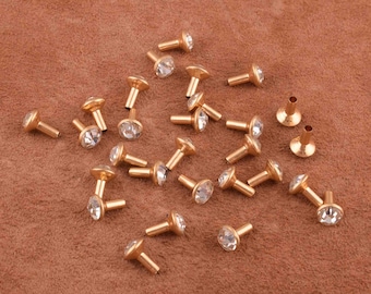 Crystal Rivets 12*8mm light gold Crystal Rivets-50 pcs  Rivets single Cap Rivets metal rivets Leather & Metal Rivets for bag/purse/clothes