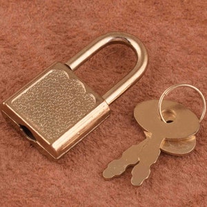 Vintage Diary Lock light gold Tone Lock Small Industrial Metal lock,33*19mm Vintage Salvage Small Metal Industrial Lock for diary