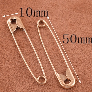 50 * 10mm pines de seguridad, 50pcs oro encantador chal pins metal pines broche de seguridad pines pequeños pines de seguridad de costura suministro