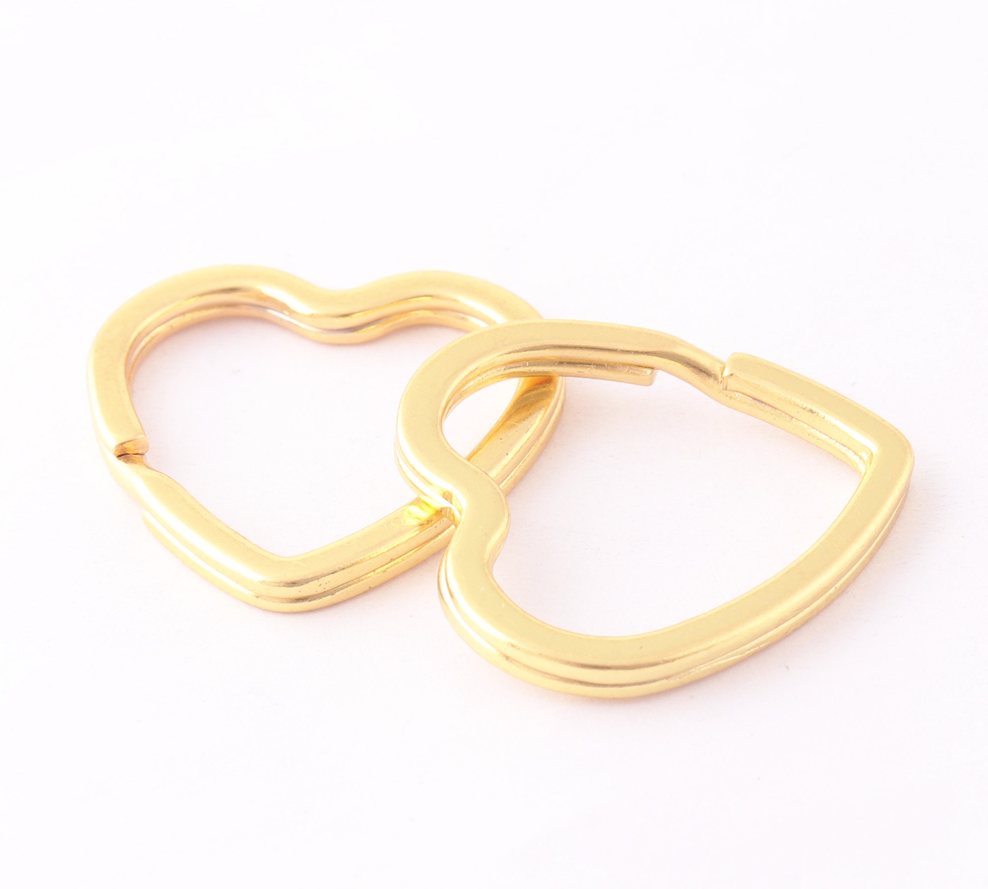 Key Rings Gold Heart Rose Gold Split Ring Heart Shaped Key Ring Gold Double for Keychain ...