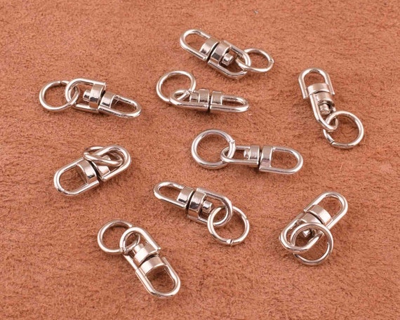 100pcs Swivel Ring Silver Connectors Bulk Swivel Joint Charm Link,214mm Key  Wallet Hook Hardware Chain Ring for Key/diy Making Supply 