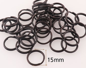 100 PCS llaveros negros, metal split anillos llaveros llaveros, para los soportes de llave, fabricación de bricolaje,Circle Connectors anillos de salto O anillo