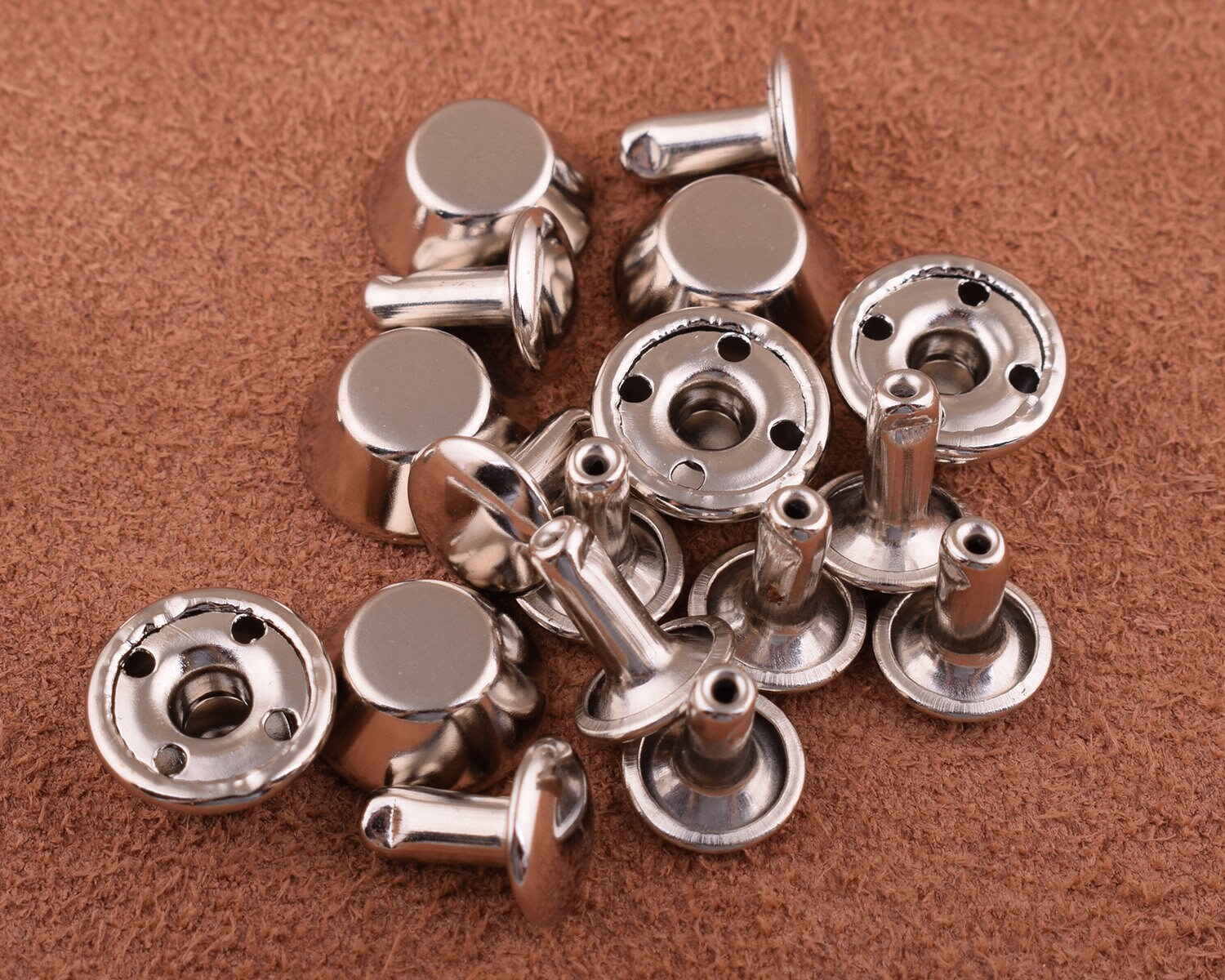 Silver Medium Rivets 10*11mm Metal Button Double Cap Rivets 30sets ...