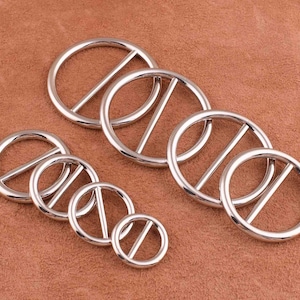 Silvermetallrundspänne Bröllopsknapp Cirkelspänne Remspännen Bältesspänne Justerbara Spännen För Bälte/Halsduk/Spänne/Klädesplagg, åtta storlekar