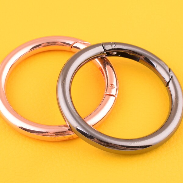 6pcs Spring gate ring,two color metal o ring 1.5"inch spring ring clasp Push gate snap hooks for purse making/key/handbag