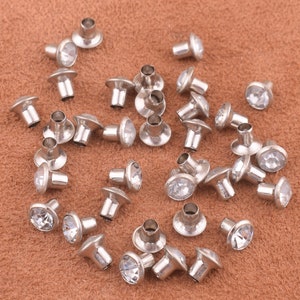 silver Rivets Metal Stud 30pcs 6mm Double Capped Rivets Diamond Rivets Purse Notions Rivet Studs for Bag/Belt Leather Craft/jewelry supplies