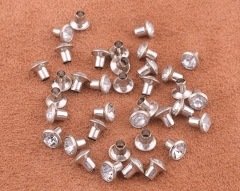 Silber Rivets Metal Stud 30pcs 6mm Double Capped Rivets Diamond Rivets Geldbeutel Nieten Stuten für Bag/Belt Leder Craft/Schmuck liefert