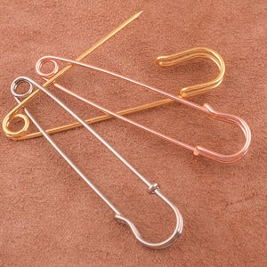 Pines de seguridad 76 * 17mm oro rosa / oro / plata 10 piezas de seguridad a granel pasas chapados en oro chapados clavijas etiquetas chal pines coser para la ropa / pines de seguridad suministro