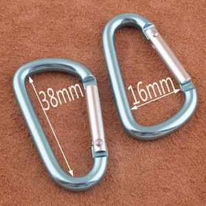 38*16mm Blue Carabiner Key Fob Carabiner Large Keychain Firm Keychain Aluminum Carabiner-8pcs