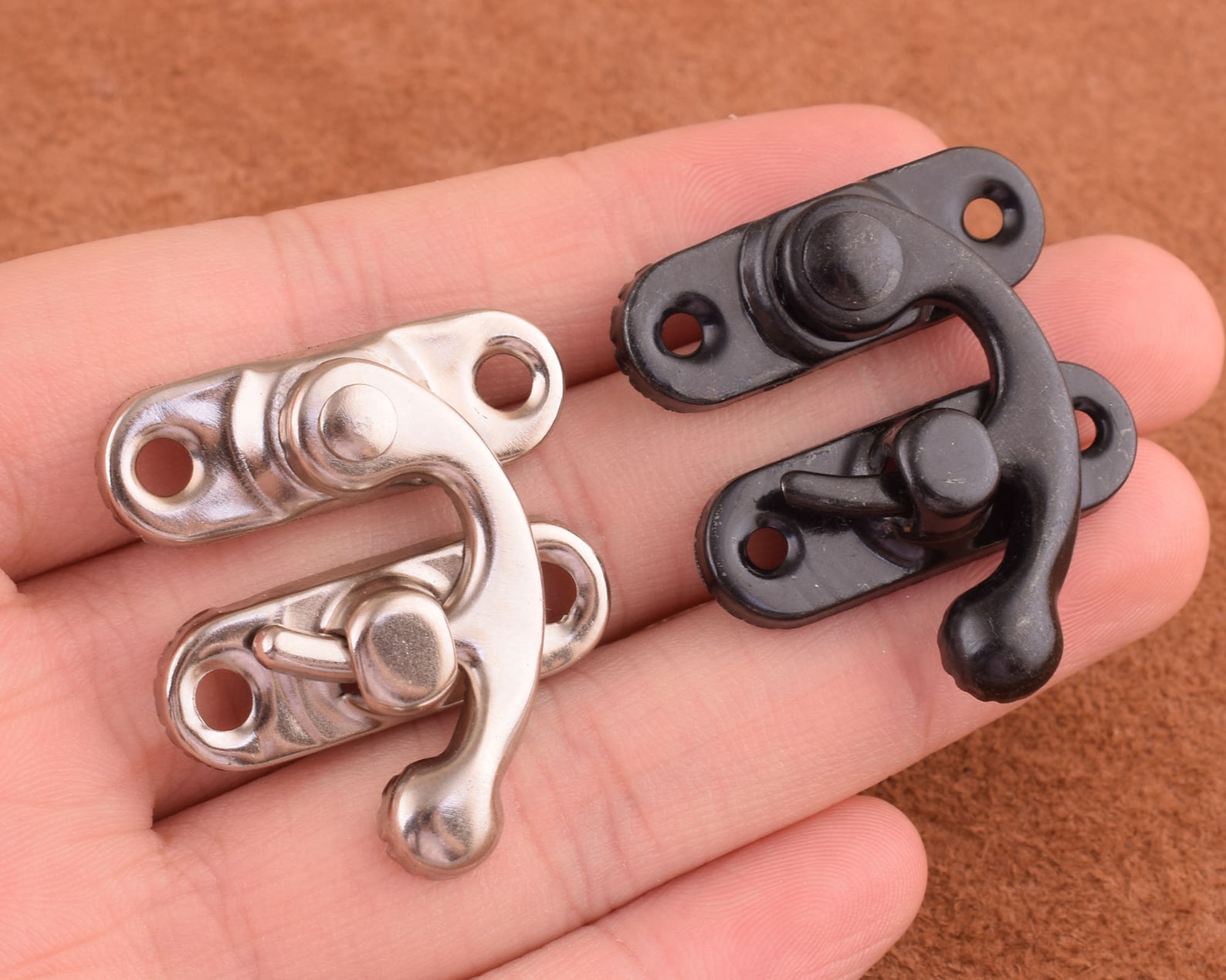 Silver/black Iron Padlock Latch Hasp Buckle Horn Lock Catch Etsy