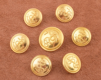 6 Stück Gold Metal Buttons, 18/23mm Retro-Symbolknöpfe, Round Coat Buttons, Buttons für Kinder/bag/Doverse