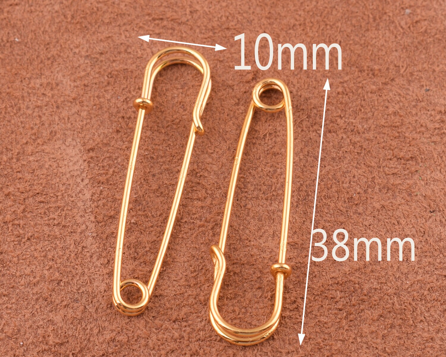 38 * 10mm Pines de seguridad 50pcs oro / negro encantador chal pines metal pines de seguridad broche Pines de seguridad pequeños pasadores de segurida