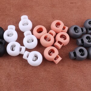 Cord Lock,Plastic Cord Stopper,Bianco/nero/rosa/grigio Round Rope End Toggle Clip Buckle,Singolo foro Cord Lock Clothing regolazione del cavo