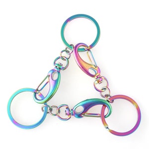Rainbow Lobster Clasp Swivel Spring Clasp Key Clip Split Key Ring Strap Hook for Bag Handbag Purse Leather Craft 85mm*25mm 4 Pcs