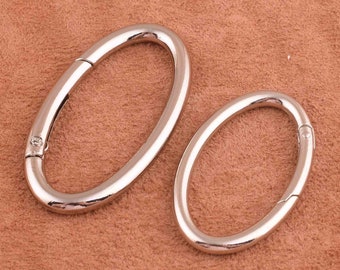 Metal Oval Snap Hook Carabiner O Round Ring Silver Alloy carabiner 4 pcs,oval Spring Snap Hooks clip Handbag Purse Shoulder Strap