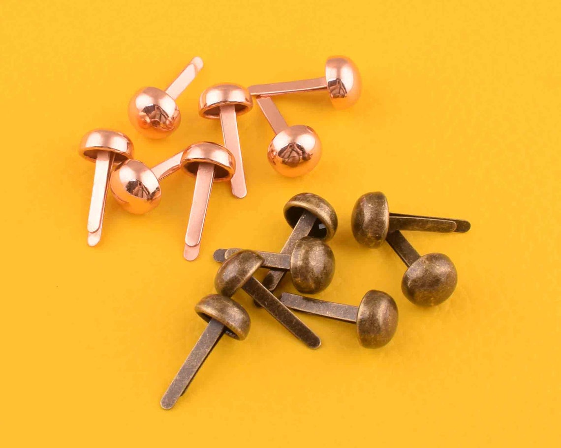 100 Round Brads rose Gold/bronze Head Round Brads Scrapbooking Etsy