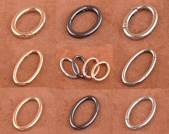 4pcs Spring gate ring Thin spring ring push gate snap hook 29/38/50mm purse O ring oval Ring Metal Carabiner Gate Rings for bag/purse