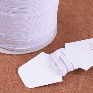 White Mask Elastic 6mm Trim Elastic Cord Spool,Flat Elastic Bands Smooth Finish Sewing Thread for Costuming Crafting Sewing Supply