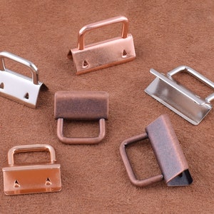 15 sets Key Fob Hardware with key rings Rose Gold/silver/copper 1 inch and 1.25 inch ribbon key fob for Webbing Wristlet Fabric Key Chains