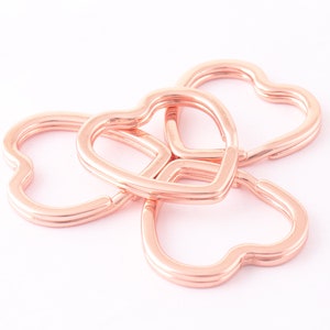 Rose Gold Split Ring Heart Shaped Key Ring Gold Double for Keychain Craft Decoration Accessories 10 Pcs 31mm
