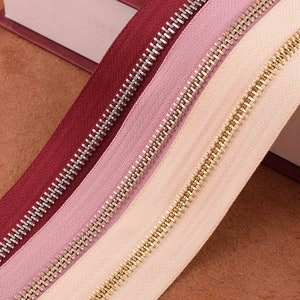 nylon zipper tape high quality gold and silver color copper teeth #5 zipper tape for cloth/leather bag/jacket/purse bag hardware wholesale