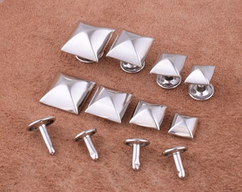 Metall Pyramide Nieten Double Cap Nieten Silber Nieten Ohrstecker Medium Nieten Punk Rock Leathercraft Niete für Geldbörse/Leder/Kleidung/diy machen
