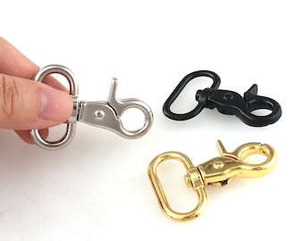 Black Sliver Gold Swivel Clasp Lobster Clasp Snap Clip Hook Metal Lanyard Hook Key Ring Clasp for Bag Purse DIY Making 42mm * 30mm 6 Pcs